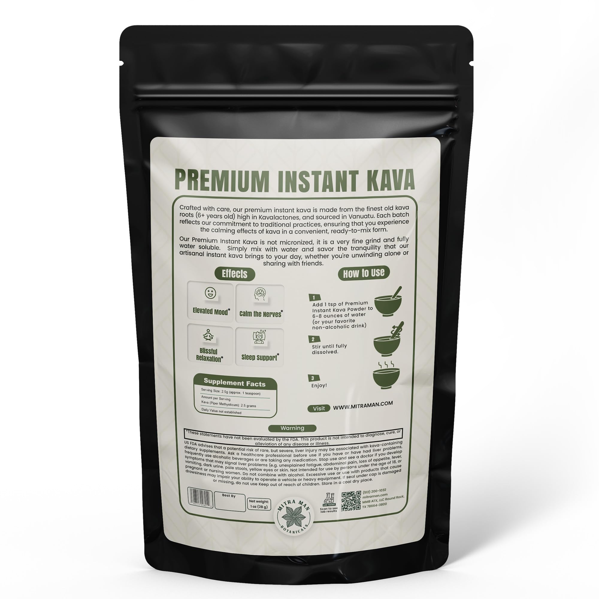 100% Root Extracted True Kava Calm Natural Powdered drink Easy to Use Instant Kava fully water soluble for Everyone 6+ Year Old Roots 1oz Pack — Amazon image 2