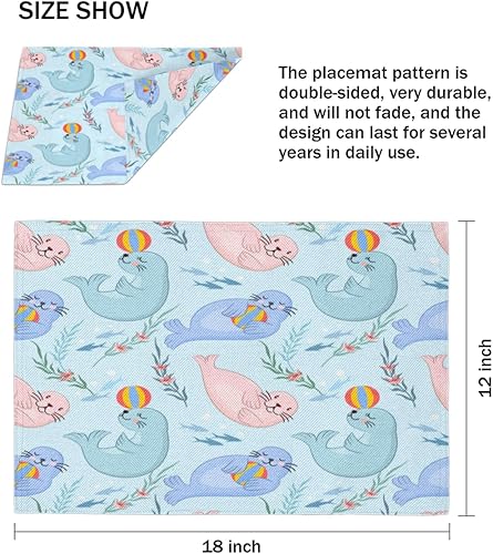 Miniatura 4 de Animal Fun Theme Placemats Set of 4 Table Mats Washable Placemat Waterproof Place Mats for Party Home Dining Table Decor 18x12 in