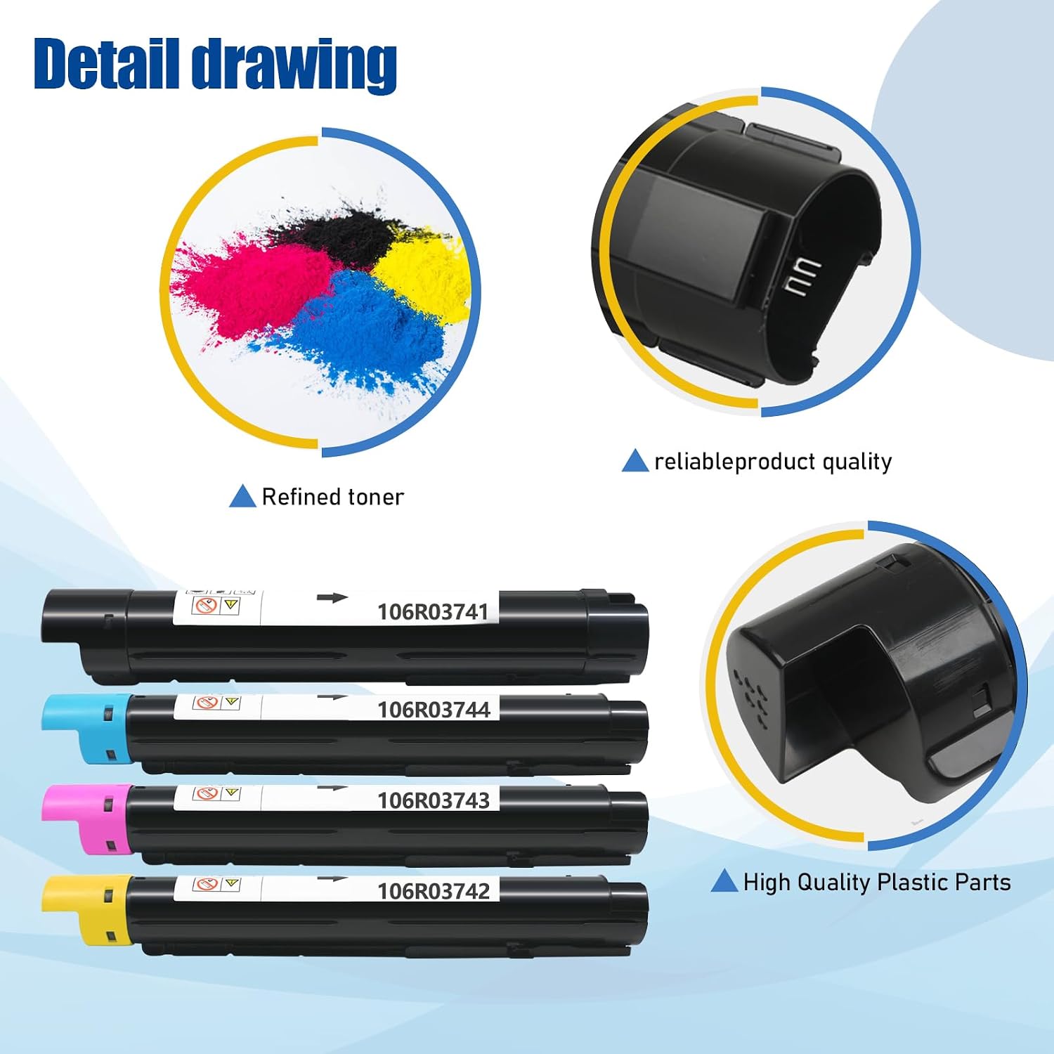 High Yield C7020 C7025 C7030 Toner Cartridge Compatible for Xerox VersaLink C7020 C7025 C7030 Printer Replacement for 106R03741 106R03742 106R03743 106R03744 Black, Cyan, Magenta, Yellow image 5