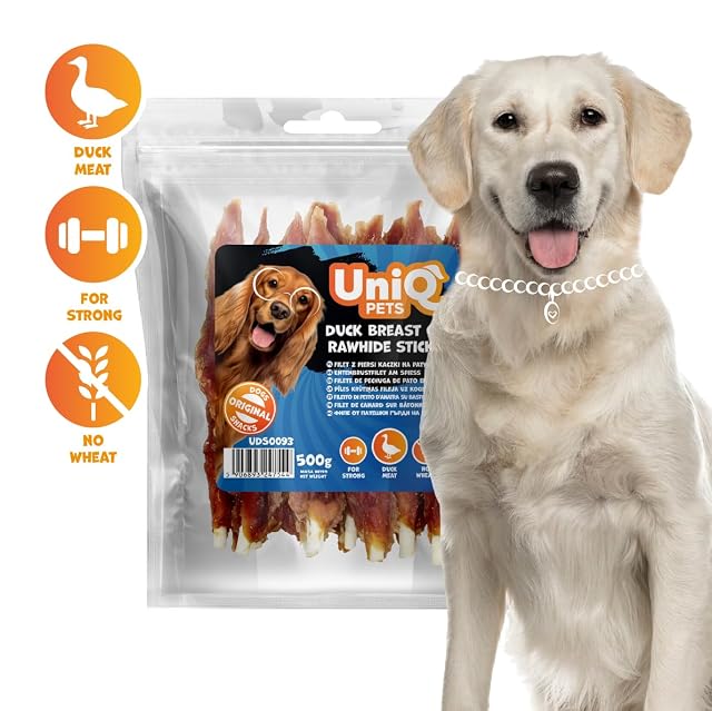 Foto 3 de 6 de UniQ Pets Golosinas para perros con forma de pato en varilla, 500 g