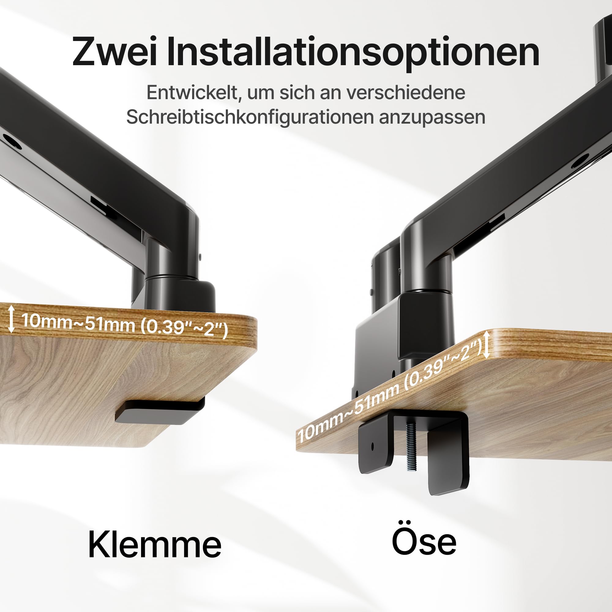monTEK Monitor Halterung 2 Monitore für 35 34 32 27 24 22 19 17 Zoll | Hält 1-16 kg, VESA 75/100, Neigbar, Schwenkbar, Drehbar, Monitorständer, Schwarz
