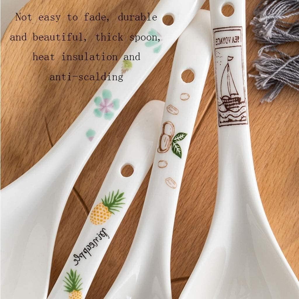 Household Large Ceramic Soup Spoon Japanese Style Spoon with Long Handle Spoons for Home (Color : 2 Pack) (4 Pack)