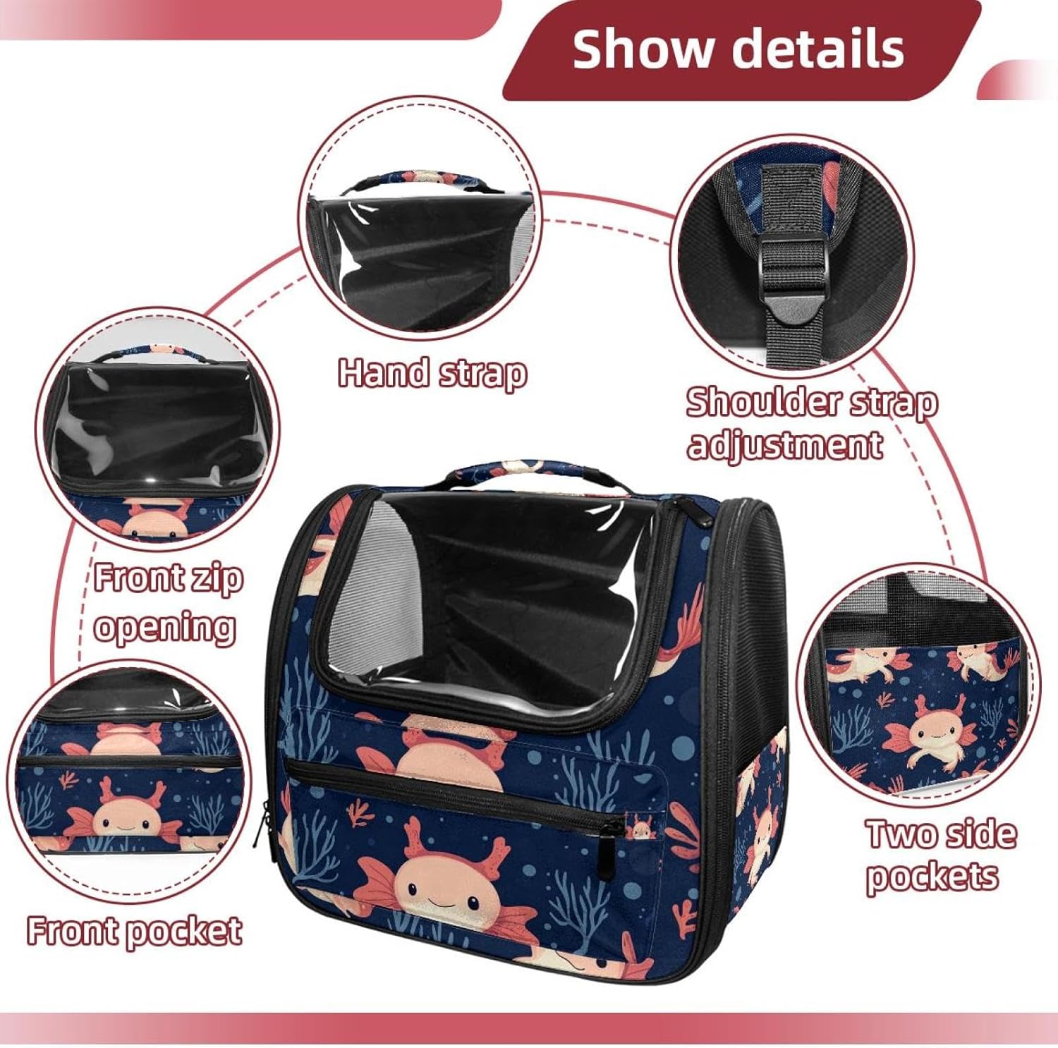 Axolotl Traveler Backpack Pet Carriers for Cats and Dogs