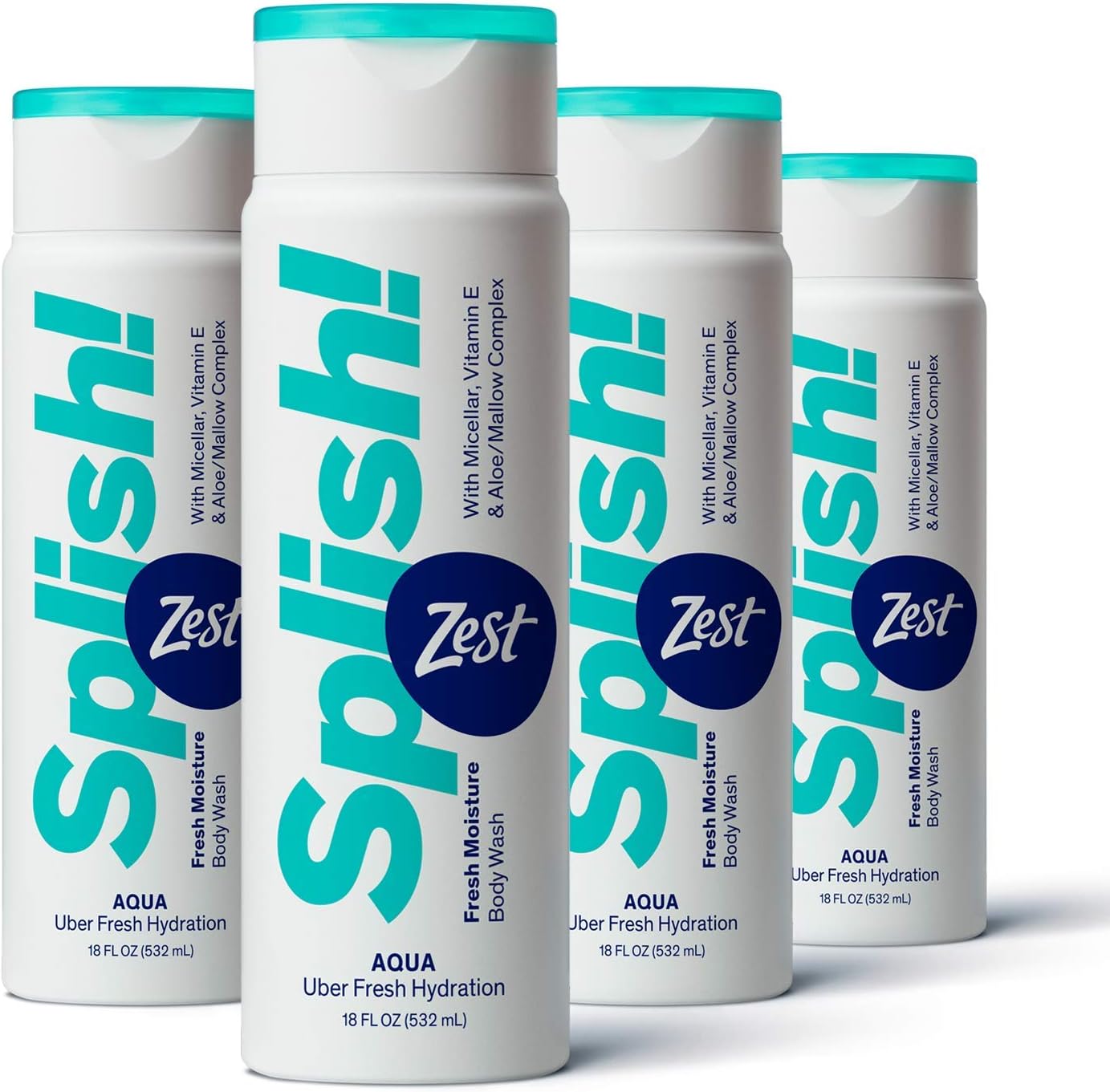 Zest Splish Aqua Body Wash, 18 oz (Pack of 4)