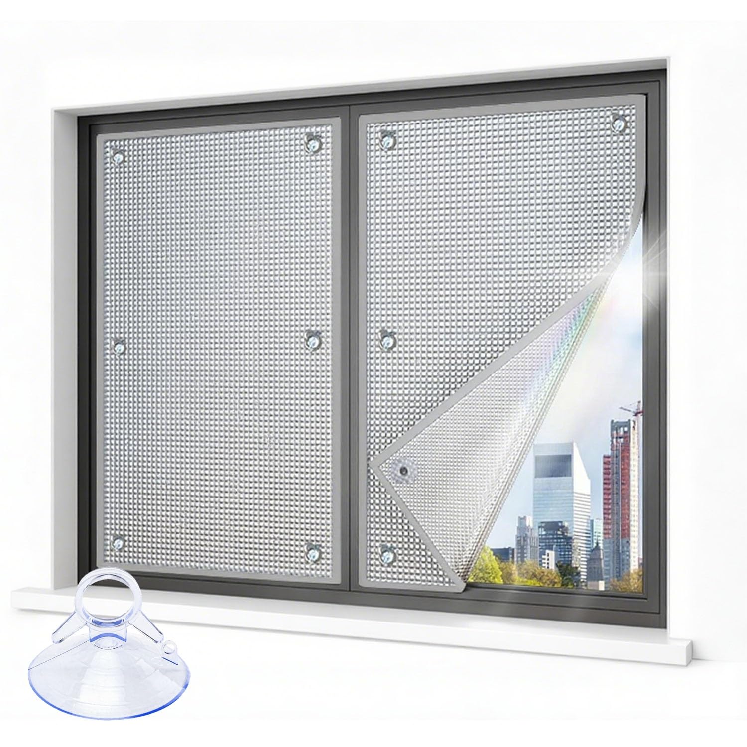 LJDJRHXH Sun Room Heat Control Window Film, Aluminium Foil Thermal Barrier, 100% Blackout Anti UV With Suction Cups, 30 60 90 100 40 50 110 70 80 cm W Privacy Cover For Skylight Balcony(50x60cm)
