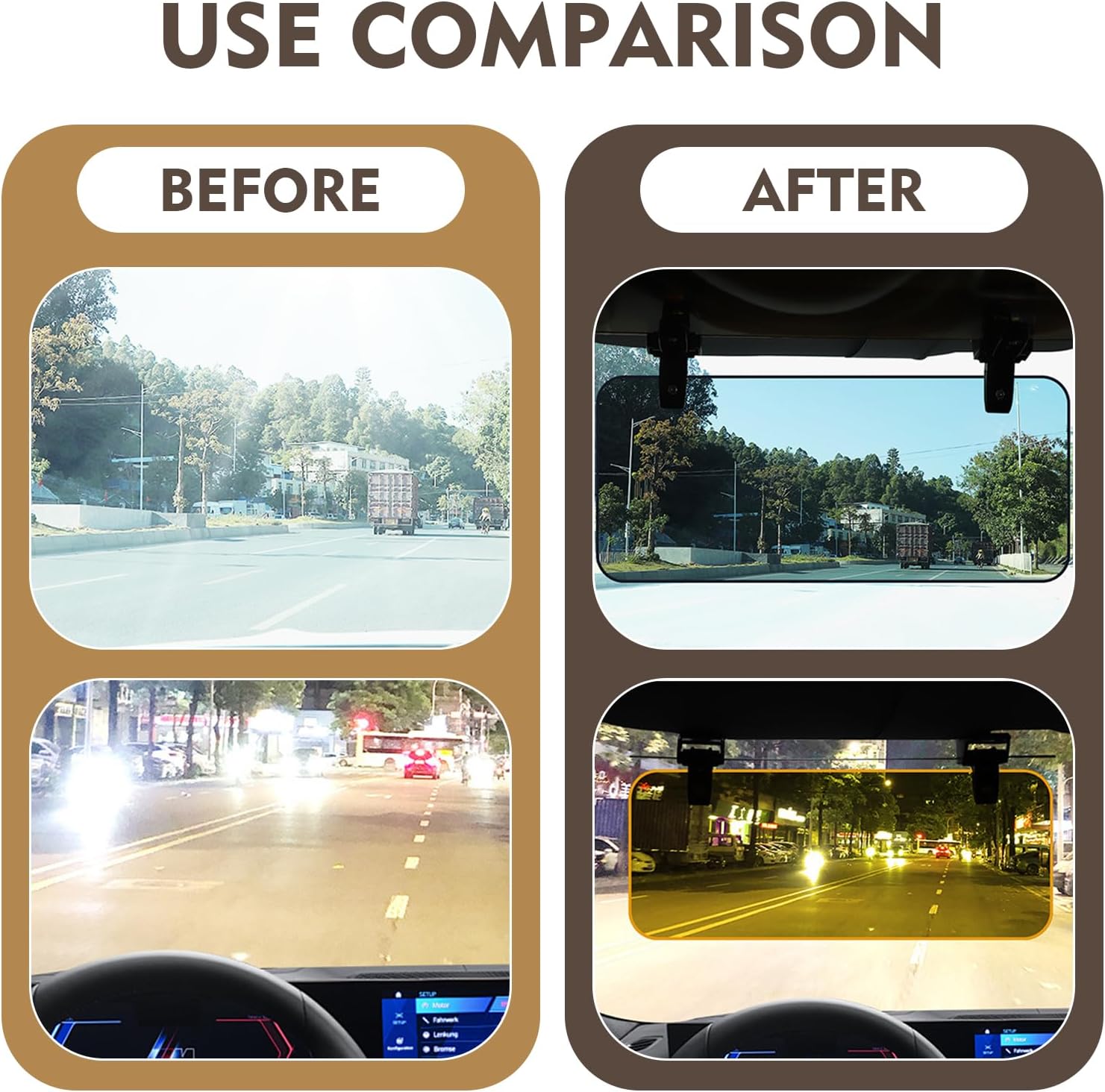 Sun Visor Extender for Car, Day and Night Anti-Glare Driver Goggles, Car Visor Extender Sun Blocker (Yellow)