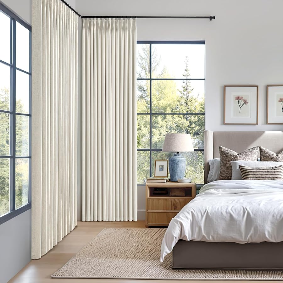 MIULEE Natural Pinch Pleated 100% Blackout Linen Curtains for Bedroom, Room Darkening Light Blocking Window Curtains 84 inches Long for Living Room, Black Out Pleat Drapes with Pin Hooks, 2 Panels - image 2
