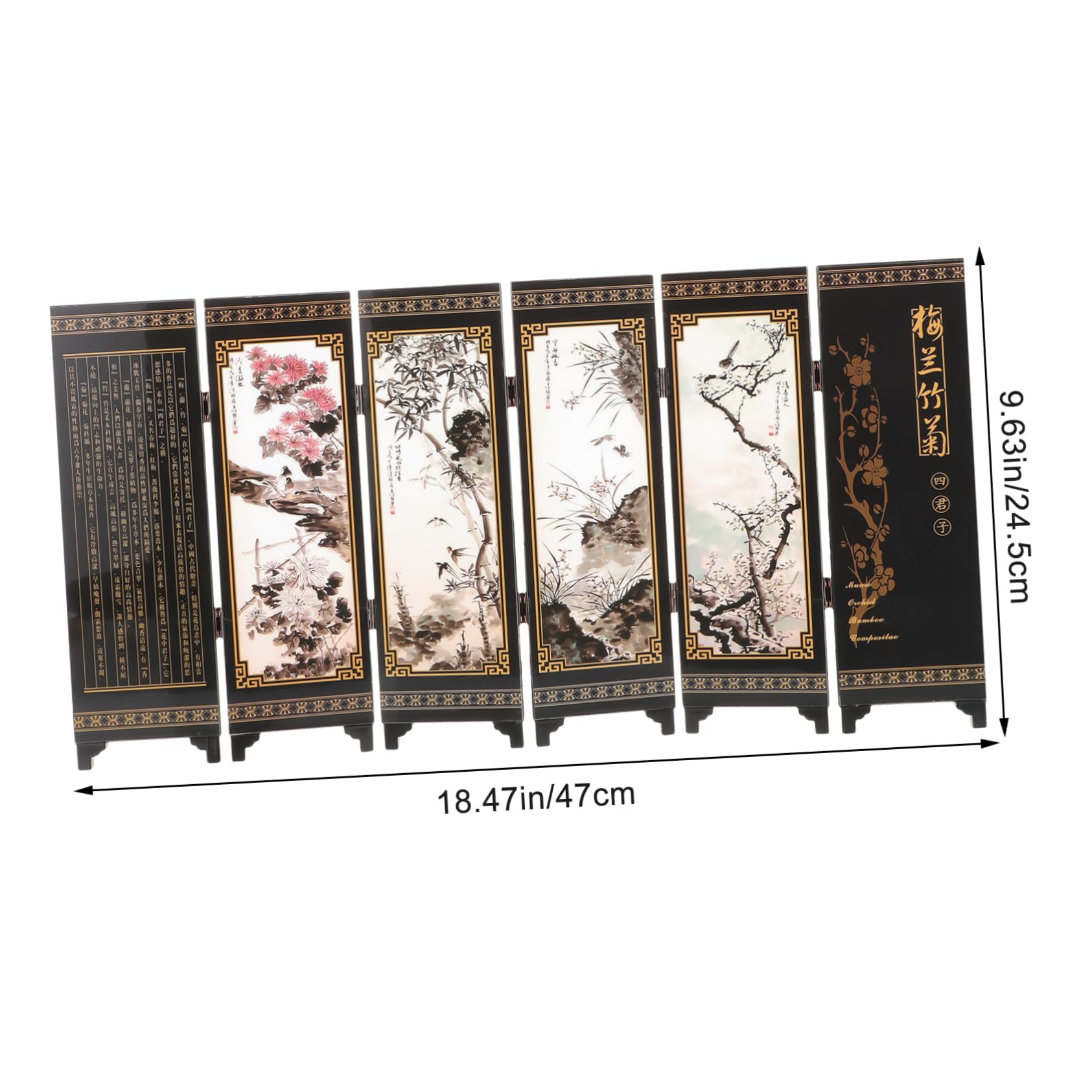 Amazon｜Happyyami ミニ漆器屏風装飾品 アンティークスル折りたたみ