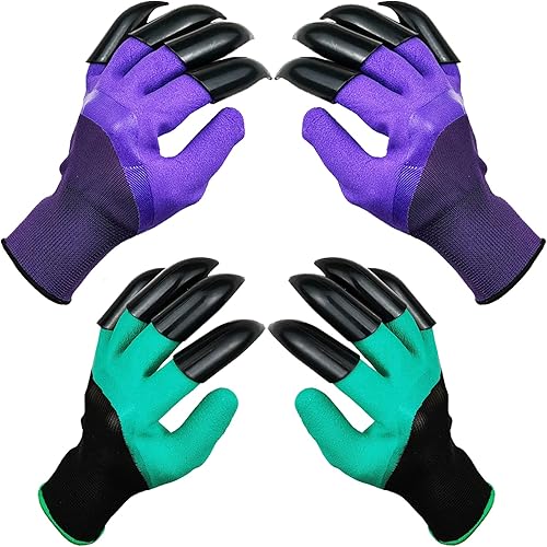 DCCPAA Guantes de Jardín con Garras, Guantes de Jardinería con Garras para Escabar, Plantar, Desmalezar, Sembrar - Impermeables para Hombres y