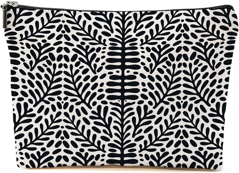 Necessaire de maquiagem Blue Leaves com estampa botânica abstrata, multicolorida 1592