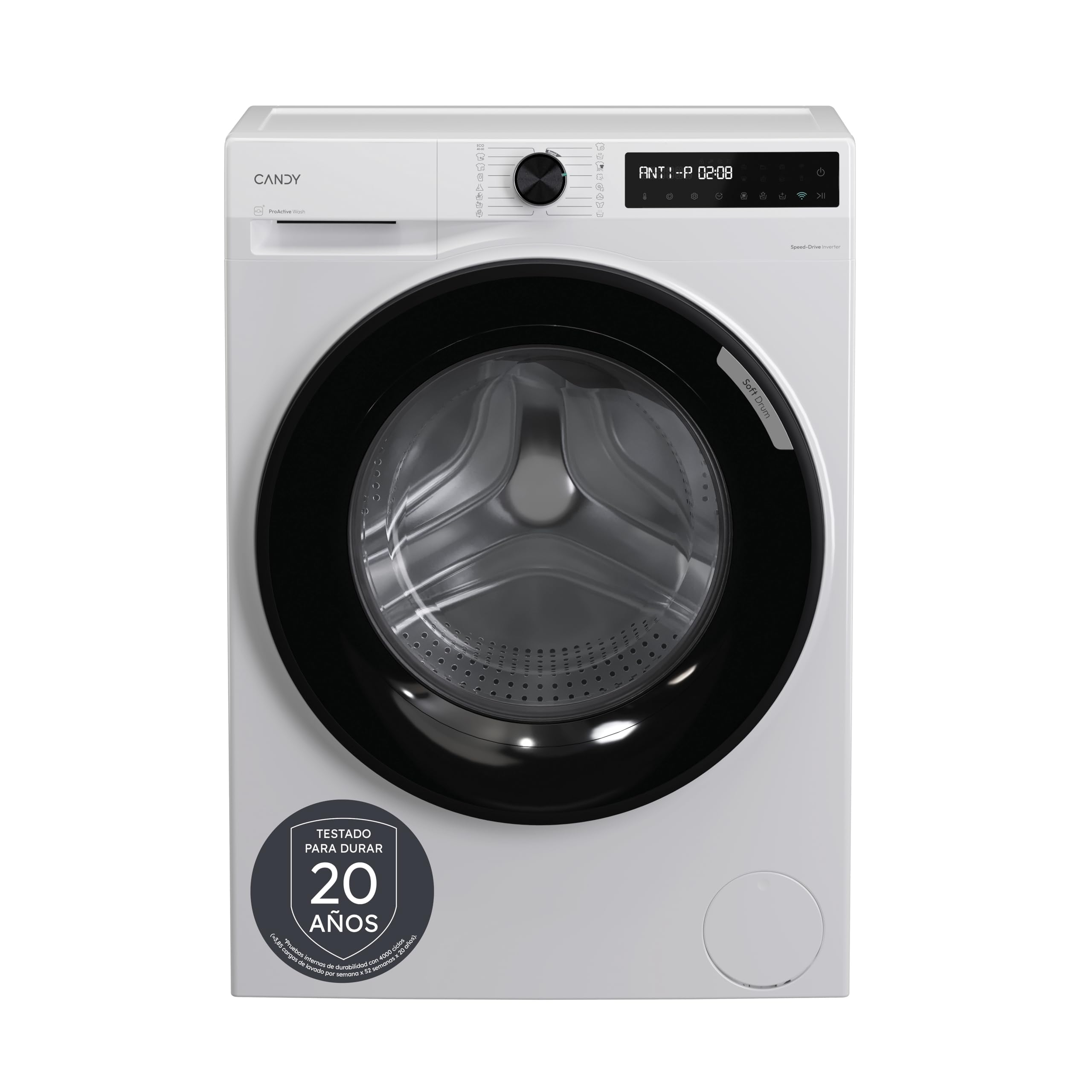Candy ProWash 500 BR 410BL8-S, Washing Machine 10 kg, 1400 RPM, Digital Display, WIFI Connectivity, 16 Cycles, Inverter SpeedDrive Motor, Delay Start 24H, Child Lock, 72 DB, White