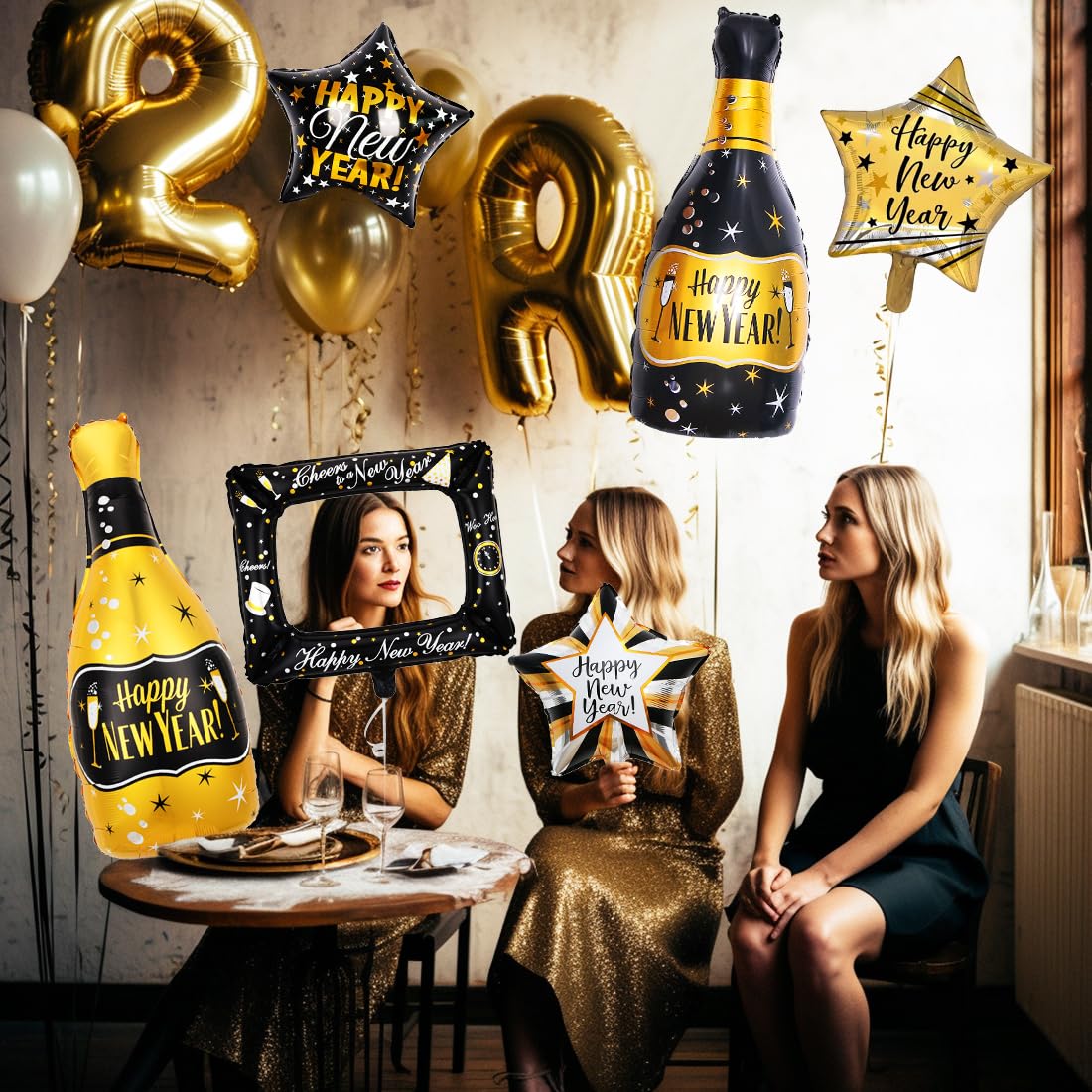 Decoration Happy New Year 2025 Décoration Nouvel An 2025 XXL, Guirlande Happy New Year Deco Jour De L'an