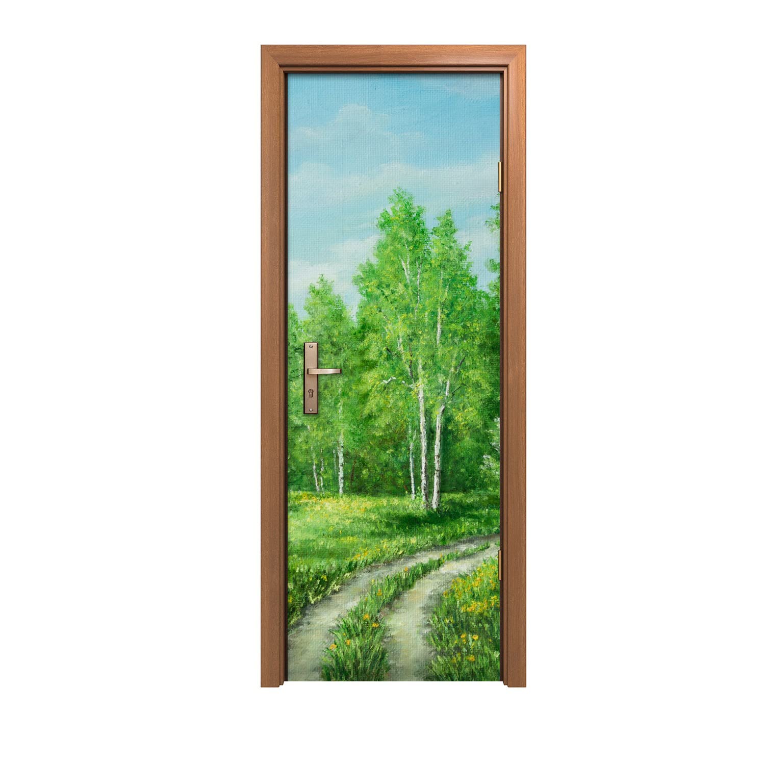 Autocollant de porte path de forêt sauvage décoration murale 70x200