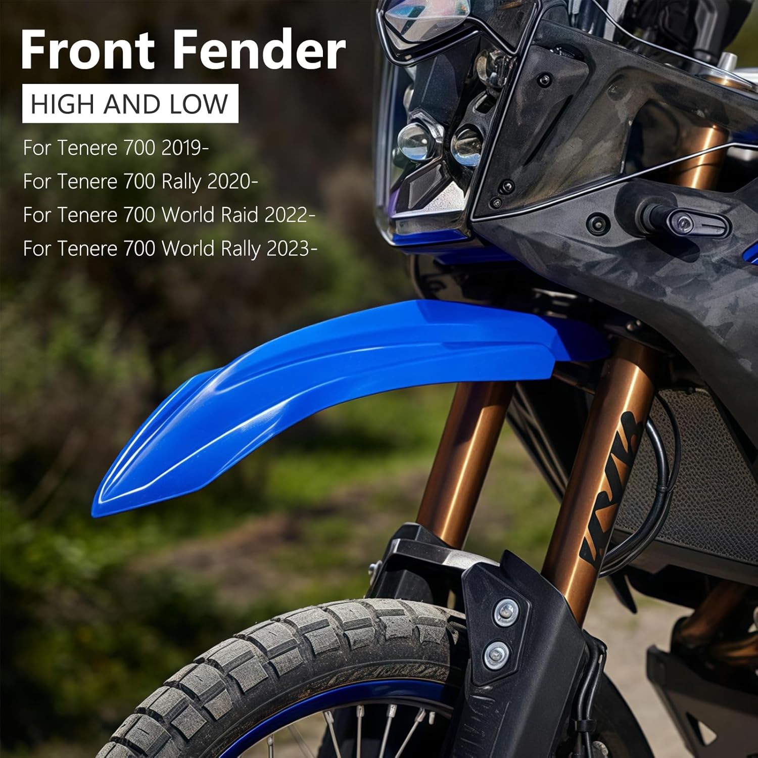 Motorcycle Front Fender Cover Protector High & Low Mudguard Compatible with Yamaha Tenere700 T7/ Tenere 700 Rally/Tenere 700 World Raid/Tenere 700 World Rally Motocross Accessories