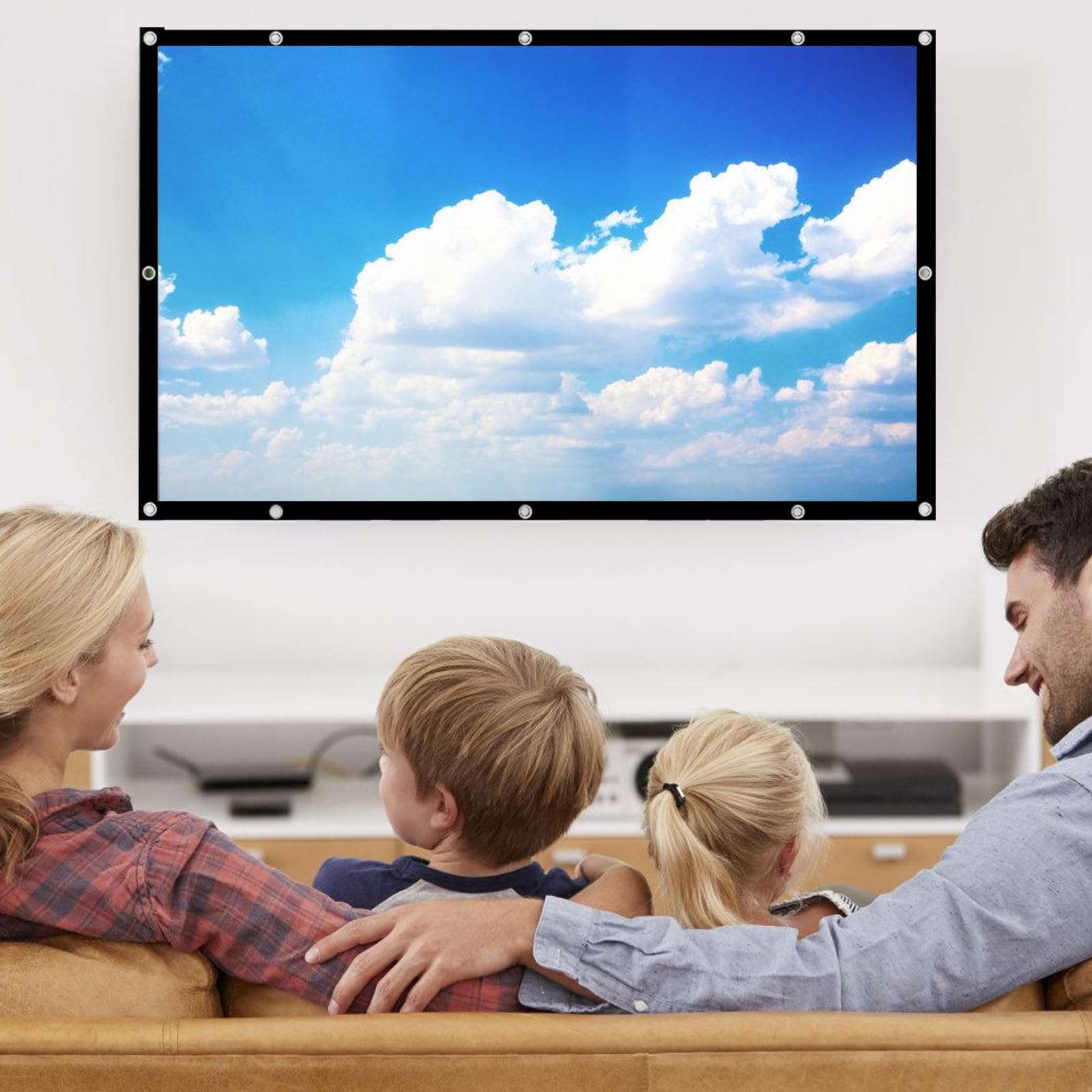 Pantalla de proyección plegable de 100 pulgadas: 16:9 HD/4K proyector, lienzo optimizado para interiores y exteriores, portátil lavable con cuerdas de gancho para cine en casa, camping y