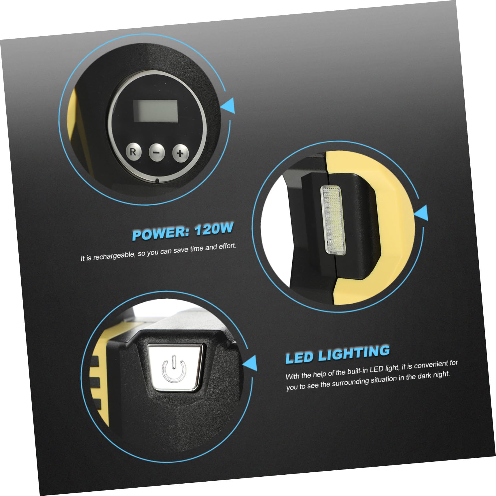Zerodeko Inflador Portátil Bomba de Aire Abs y Cobre y Parada Automática con Pantalla Digital para Inflado Rápido y para Neumáticos de Coche