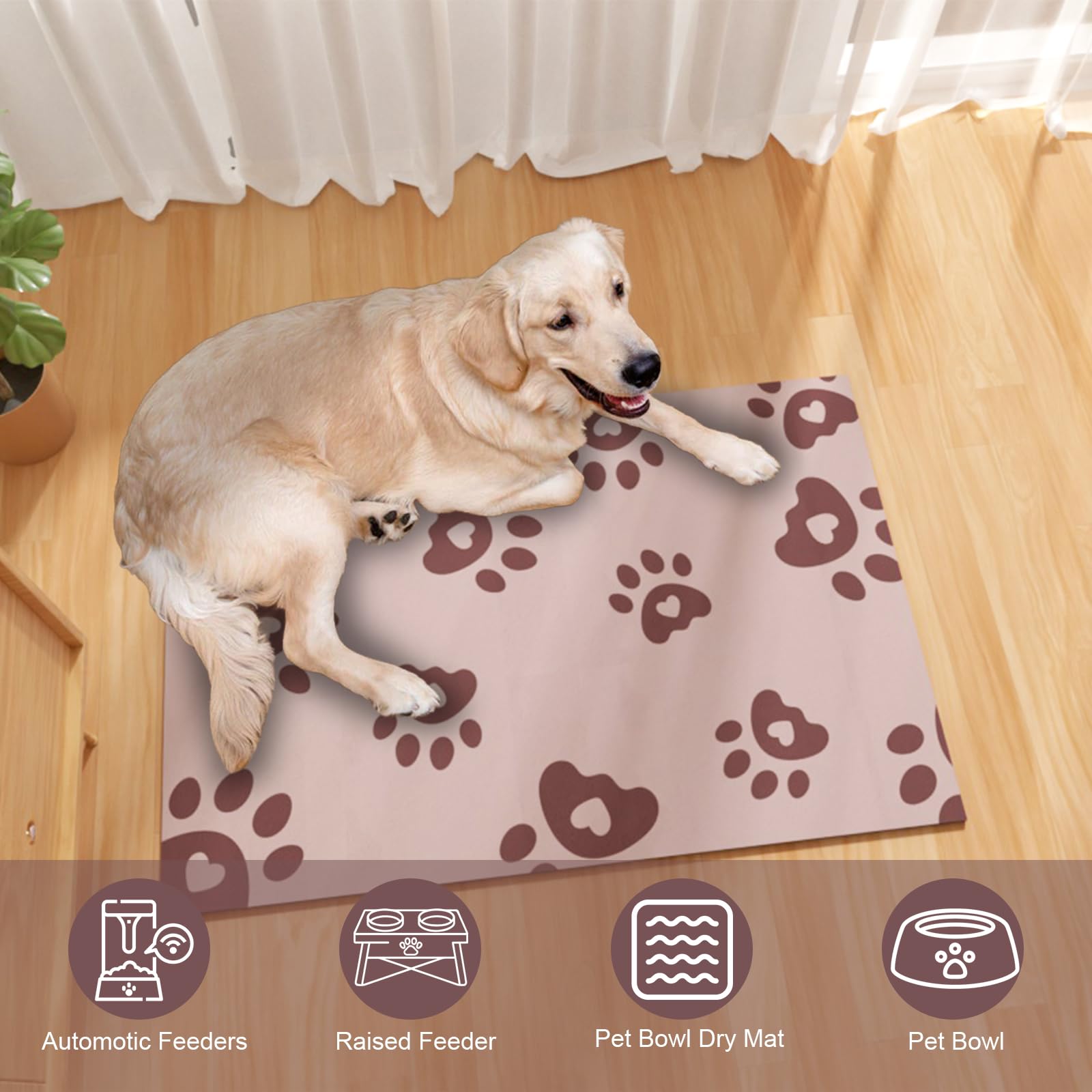 Tappetino assorbente per cani 40 x 60 cm, tappetino assorbente per ciotola d'acqua per cani, tappetino in gomma per cibo per animali domestici, tappetini per alimenti per animali domestici pe