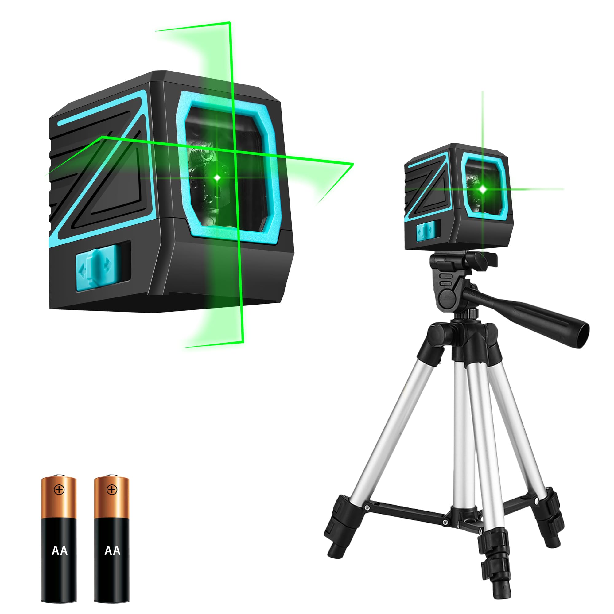 FenorGan Laser level with tripod, 100 foot self leveling green crosshair laser large window upgrade, suitable for hanging ceramic tile decoration and