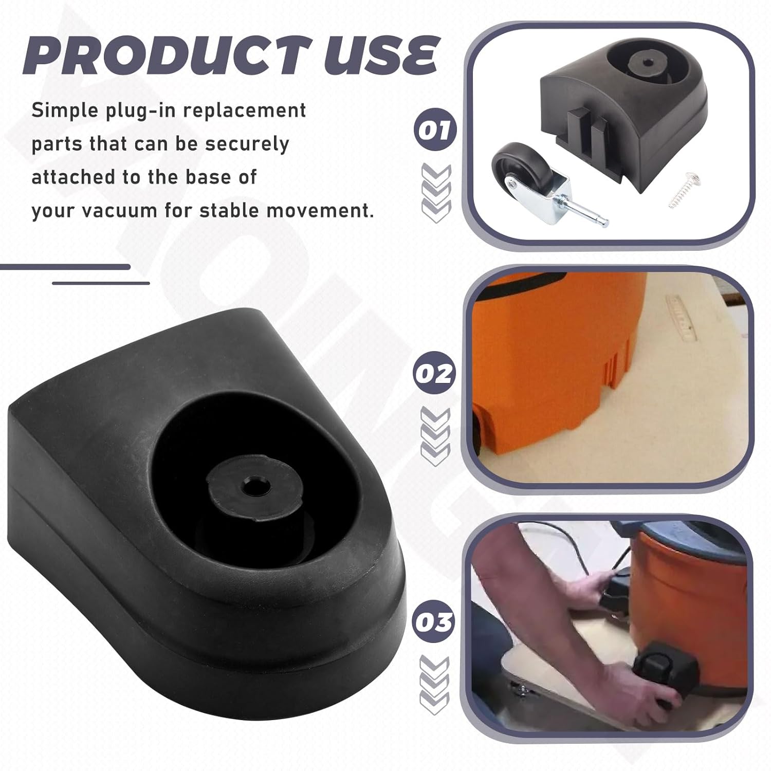 2 Pcs 551016110 Vacuum Caster & 551007106 Caster & Foot Compatible with Craftsman 2517608, 12512009, 12512008 Vacuum Wet/Dry Vac Casters Models, Inclusion Screw