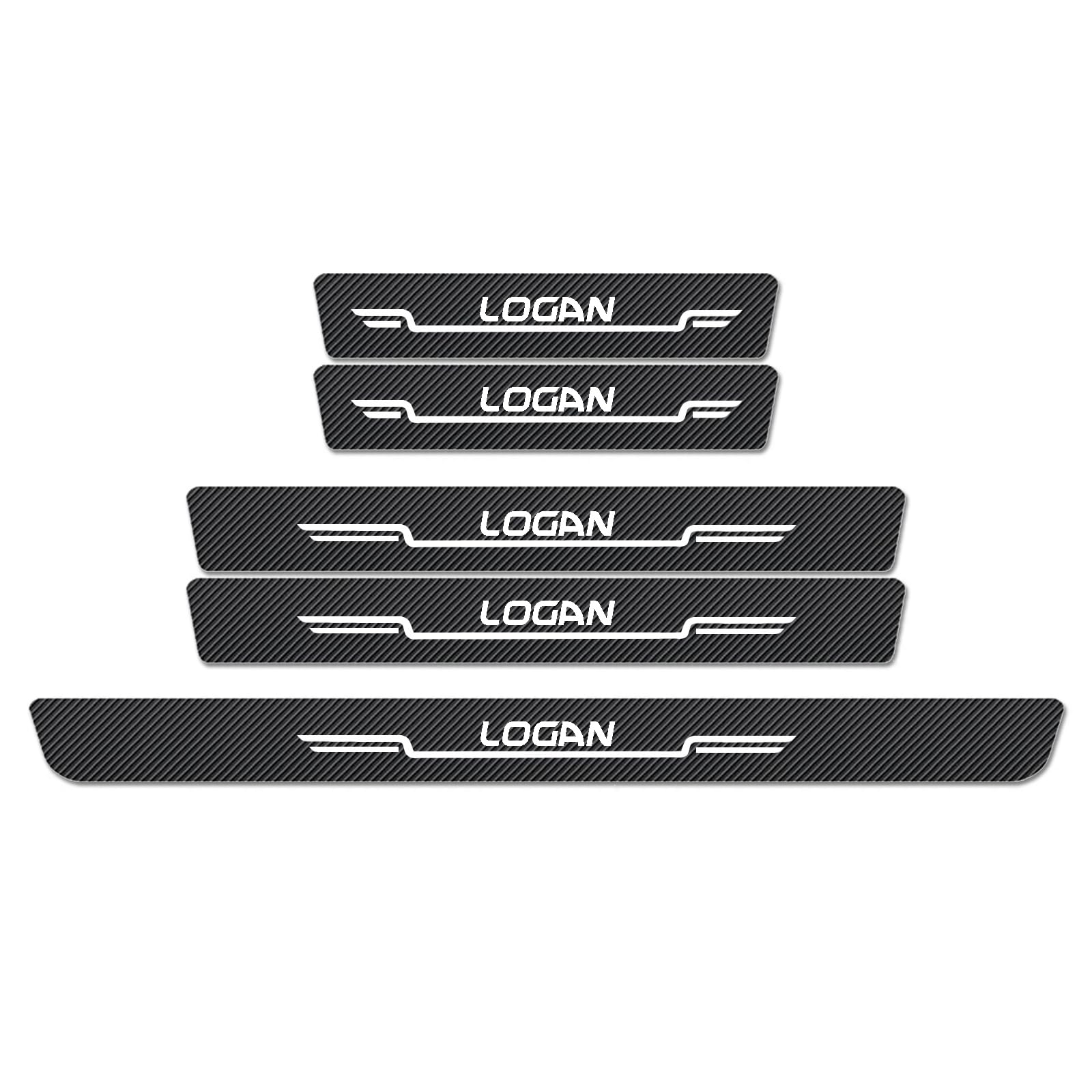 WXH97F Car Door Sill Protector Scuff Plates for Dacia Logan, Carbon Fibre Effect Door Step Guard, Rear Boot Bumper Strip, Self-Adhesive Anti-Scratch Protection Sticker
