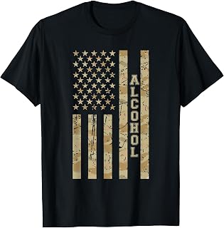 Alcohol Drinks Beverage Desert Camo Distressed American Flag T-Shirt