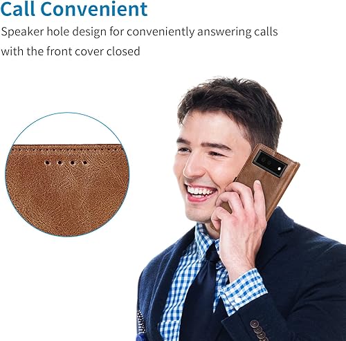 Miniatura 6 de Cavor Funda para Google Pixel 6, funda tipo cartera con ranuras para tarjetas, cierre magnético, piel sintética protectora TPU a prueba de golpes