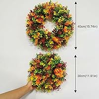 Vista 7 de Decoración de otoño – Corona artificial de otoño de 16 pulgadas – Decoraciones de otoño para Acción de Gracias, Halloween, granja, cosecha