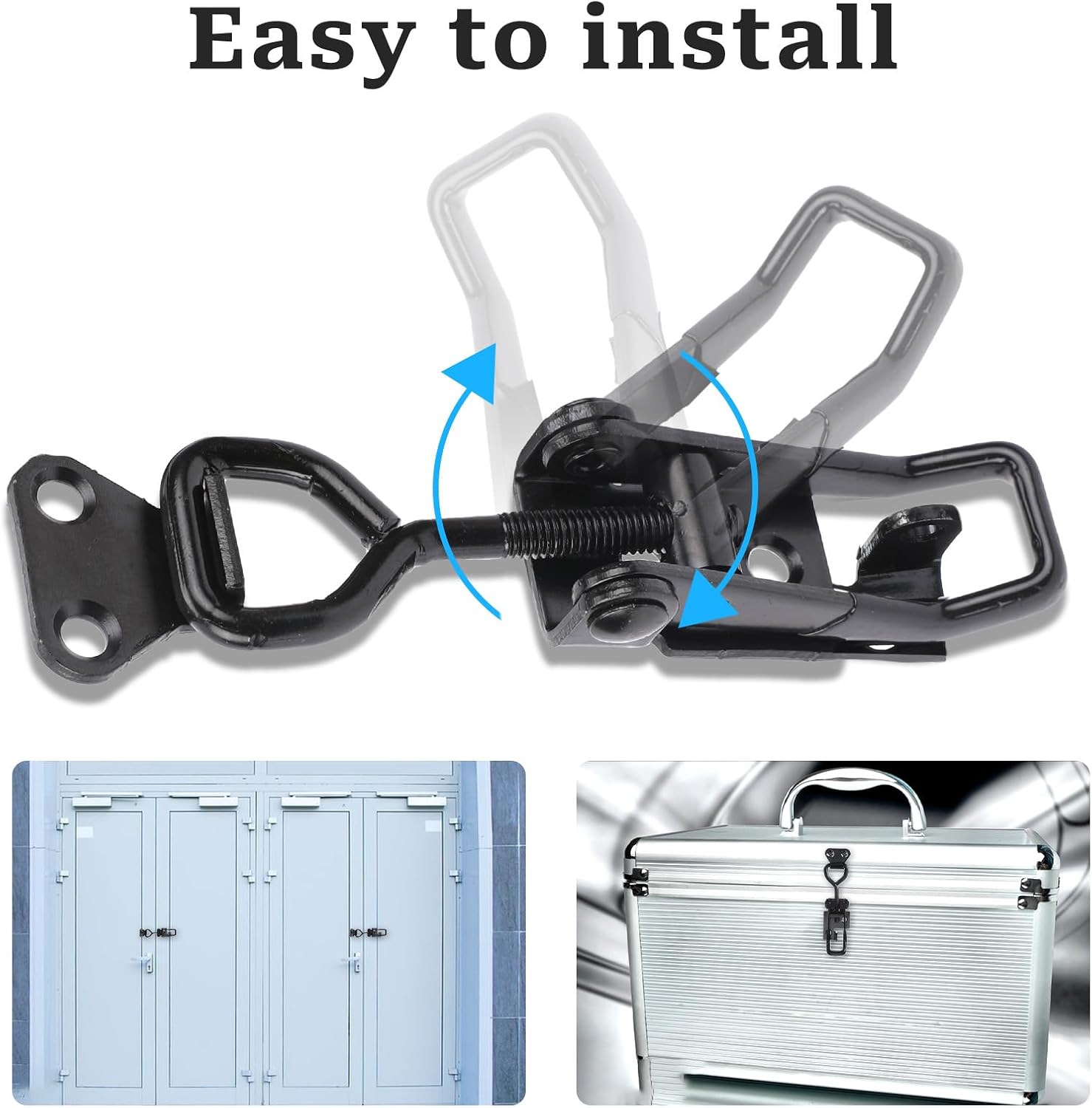 2 PCS Black Toggle Latch Clamp 300lbs Heavy Duty Adjustable Toggle Clamp Pull Latch, Quick Release Smoker Door Latch Metal Toggle Clamps for Box, Gate, Cabinet, Case