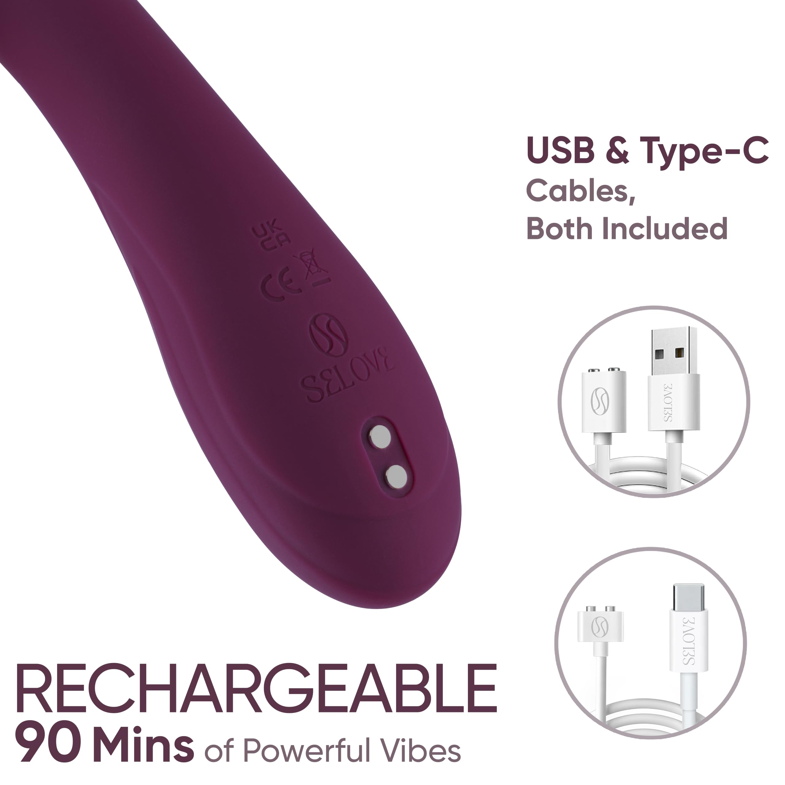 SELOVE – Gebogener Vibrator für Frauen & Männer, G-Punkt- oder Prostata-Stimulation (Deep Purple)