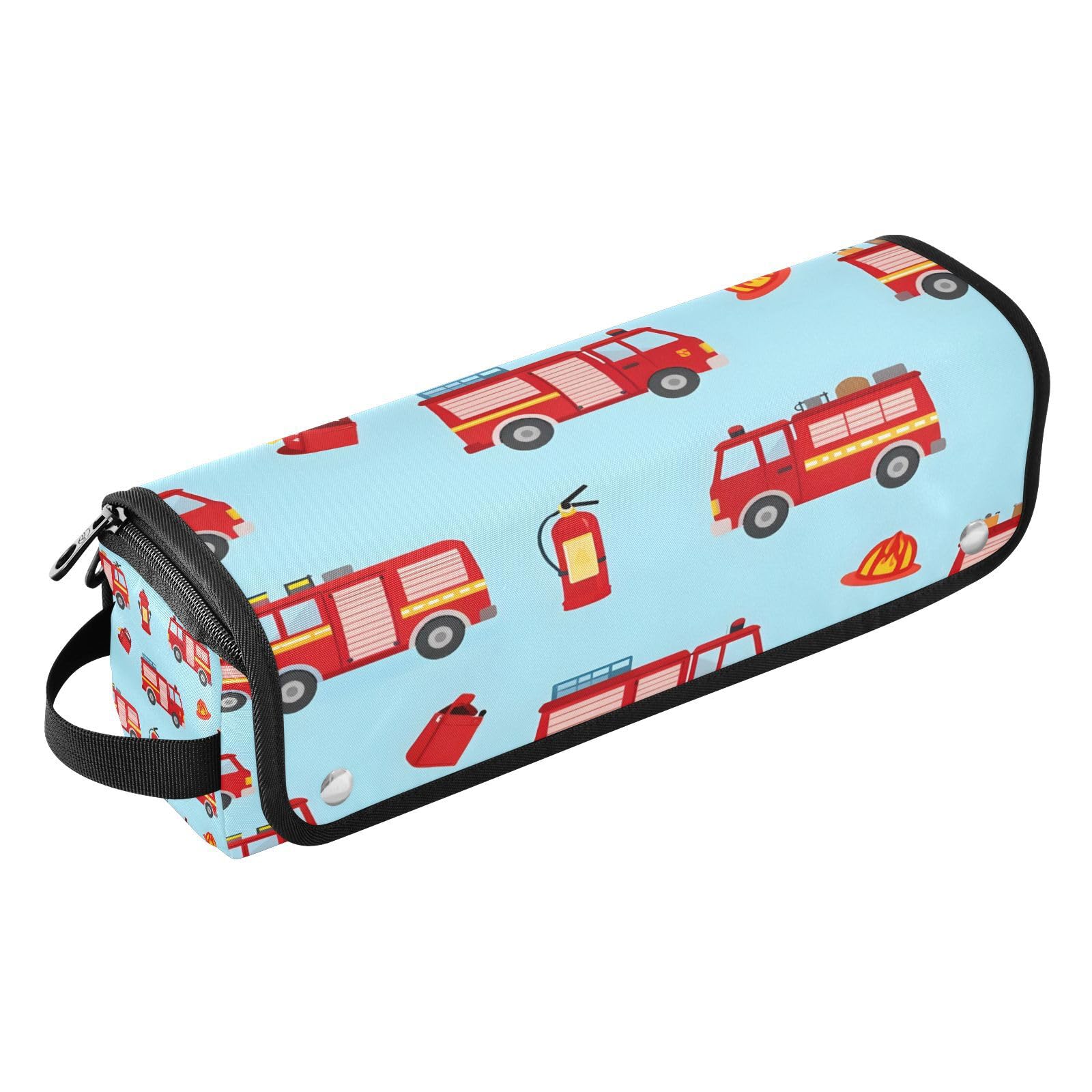 Fire Trucks Pattern Hair Tools Travel Bag Portable Hair Accessory Organizer with Heat Resistant Mat 2 in 1 Curling Iron Travel Carrying Case, Travel Essentials for Women