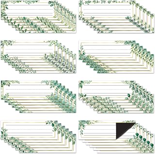 OBUSATT 48 Pcs Magnetic Eucalyptus Dry Erase Labels Back to School Party Decorations Eucalyptus Leaves Students Name Tags Classroom Magnet Name Tags for Schools Classroom Desks Whiteboards
