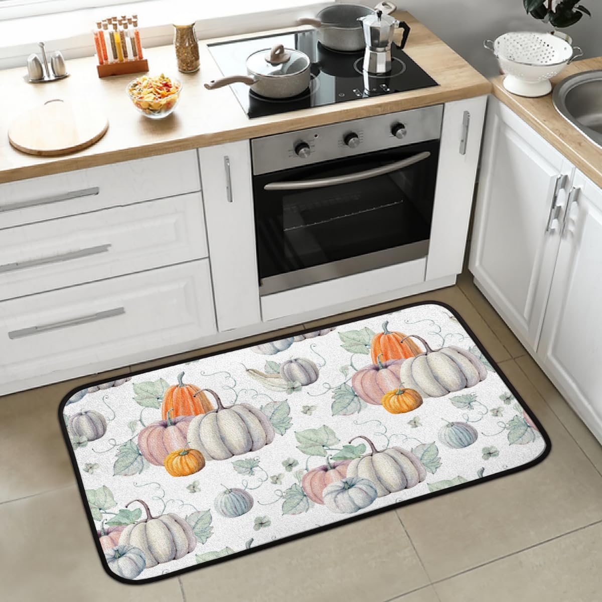 Thanksgiving Pumpkin Kitchen Mats Runner Rug Soft Comfort Standing Mat Non-Slip Doormat Fall Harvest Area Rug Autumn Carpet for Floor Indoor Decor 39 x 20 Inch