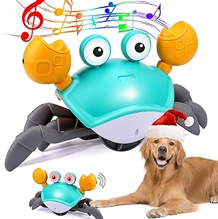 Mity rain Crawling Crab, Escaping Crab Dog Toy with Obstacle Avoidance Sensor, Dancing Crab Toys with Music Sounds & Light...