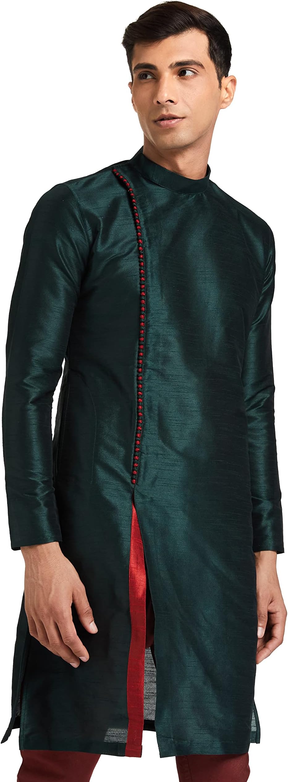 Sanwara Men's Solid Relaxed Kurta (SK844_Fourleaf Green M)