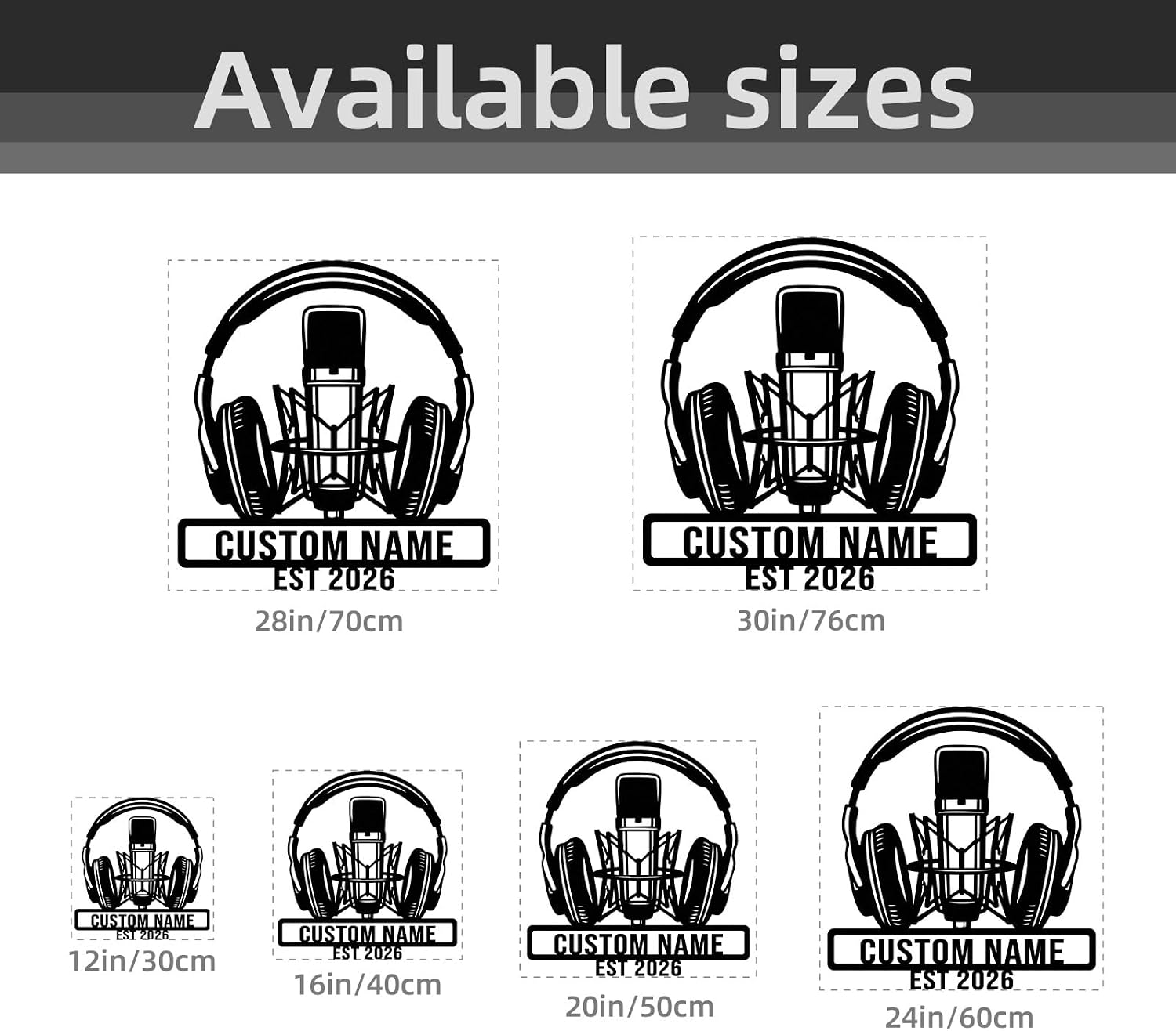 Custom DJ Metal Wall Art Personalized Name Studio Decor Microphone Headphones Turntable Music Sign with EST Year (Style-1) image 5