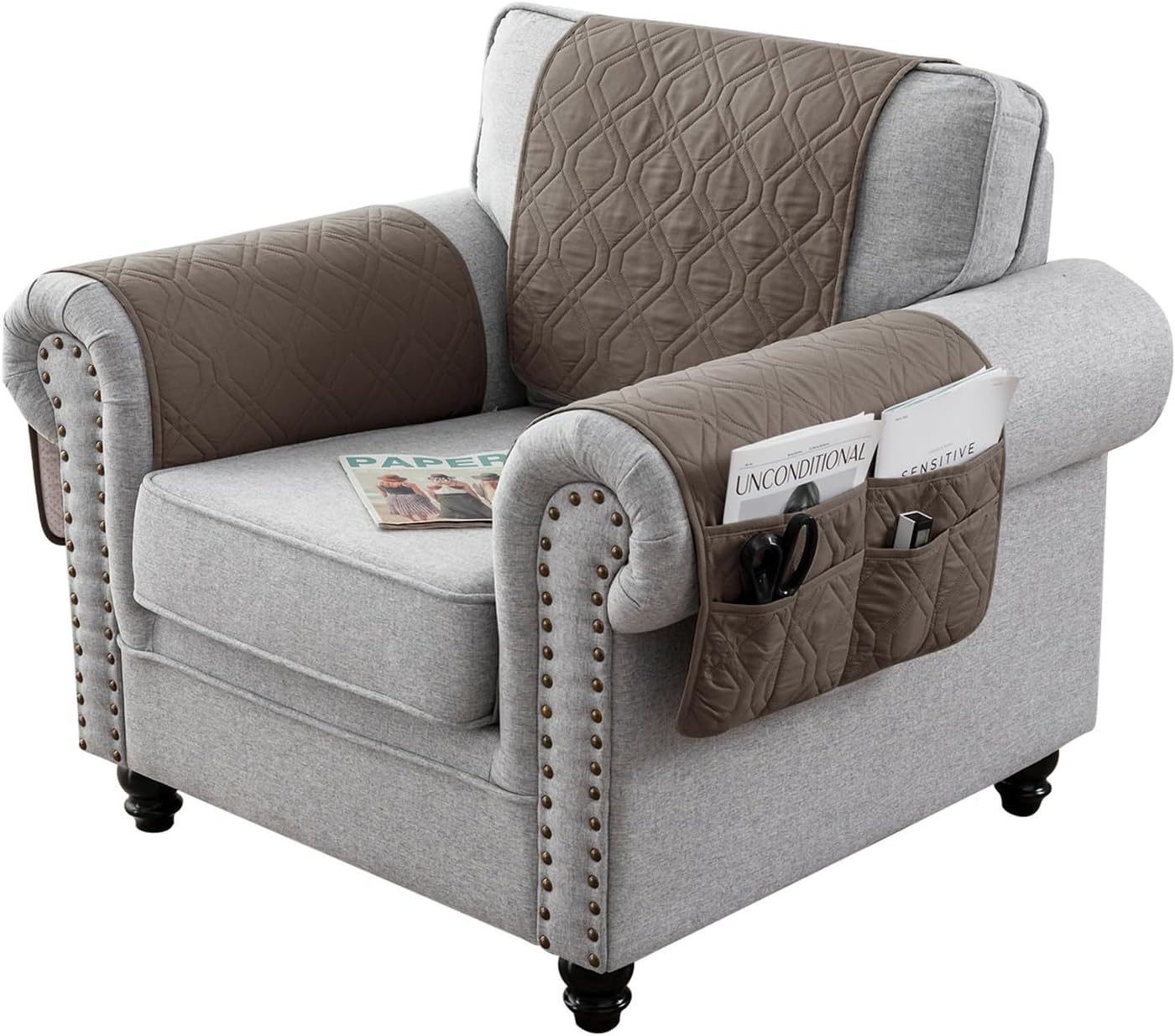 Armchair Slipcovers Seater Recliner Sofa Covers Sofa Armrest Cover Rest Cover Armchair Slipcover Recliner Chair Arm Cover Leather Sofa Couch (Taupe 1 Seat 3 pc)