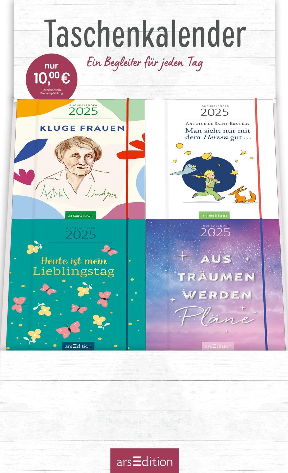 Display Taschenkalender 2025: Mit 4 x 6 Ex. | Handliche Taschenkalender mit Wochenkalendarium