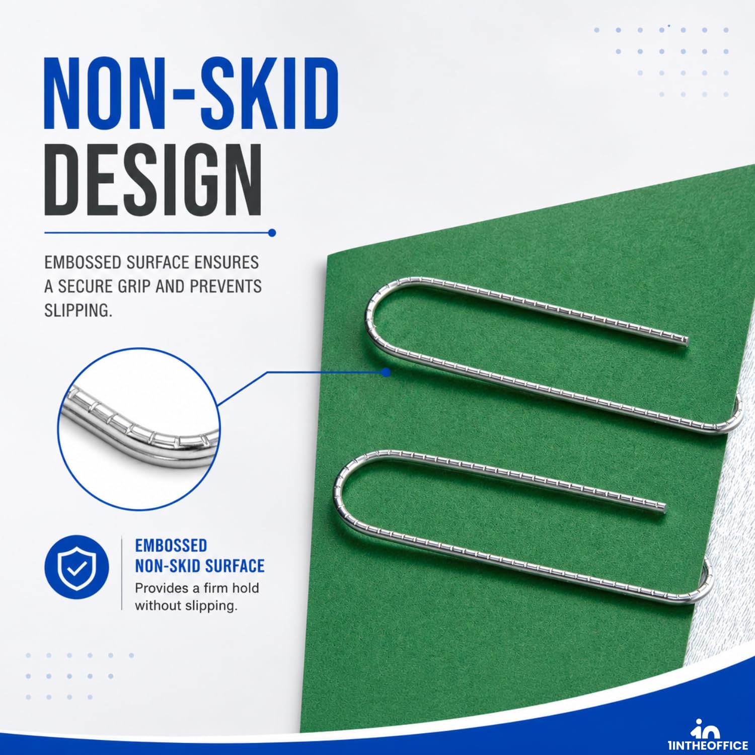 1InTheOffice Clips de papel jumbo, plateados, antideslizantes, 1 3/4,1000/paquete
