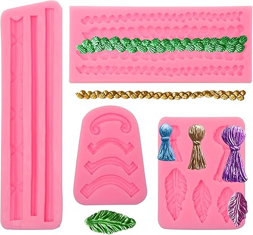 Molde de silicona para fondant de cuerda de cáñamo moldes de chocolate con borde de borla decoración de tartas de punto moldes para hornear para