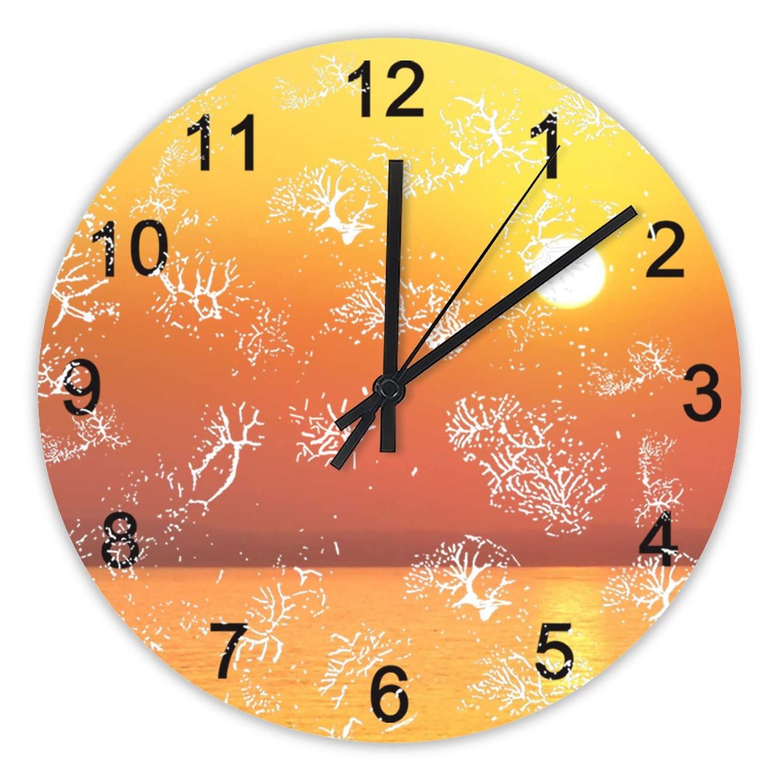 Horloge murale haut de gamme mer calme et brumeuse de 40,6 cm fonctionnant à piles