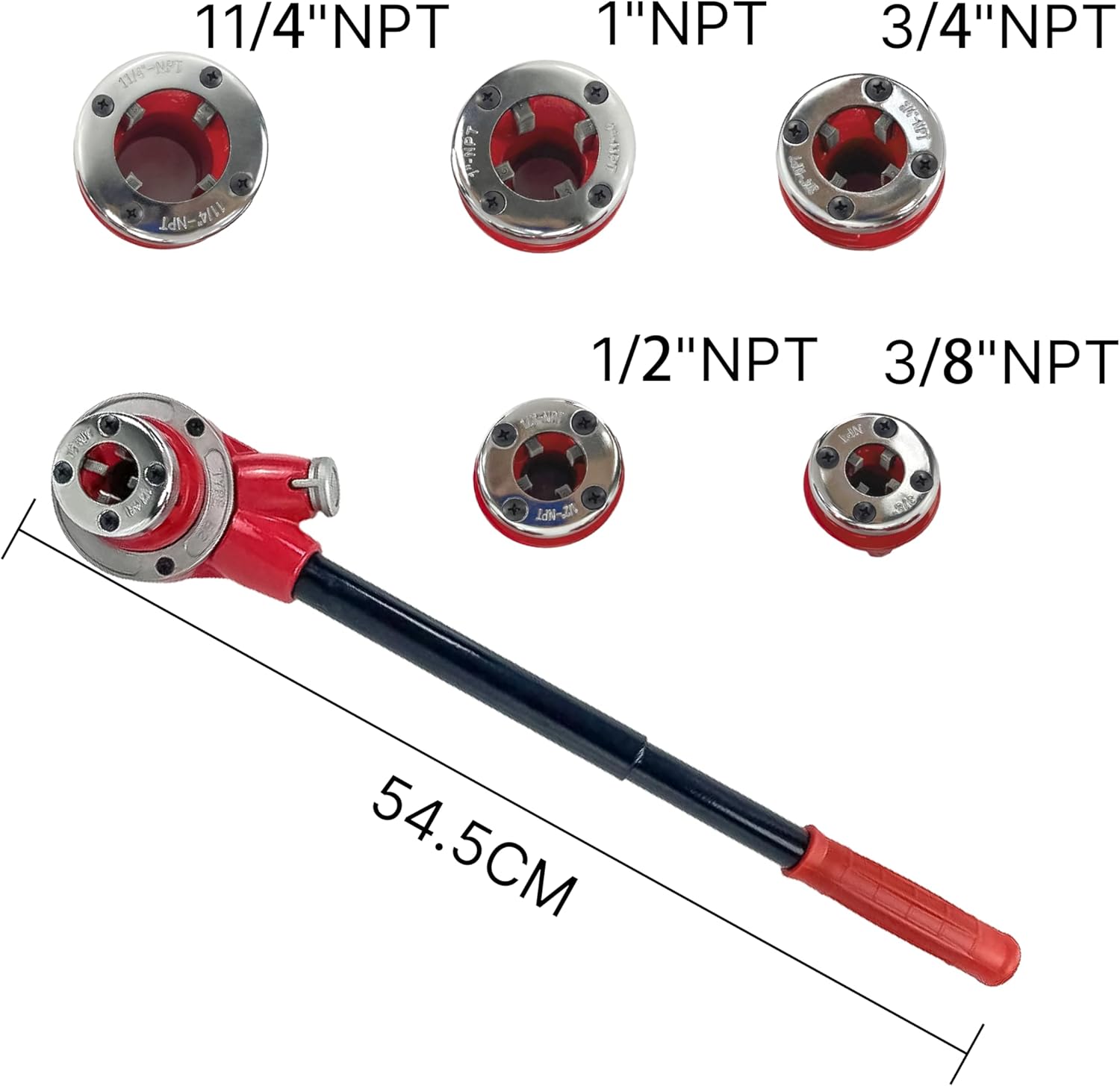 TEXALAN(R) Ratchet Pipe Threader Kit Ratcheting Pipe Threading Tool Set 5 Dies（3/8", 1/2", 3/4", 1", 1-1/4"）