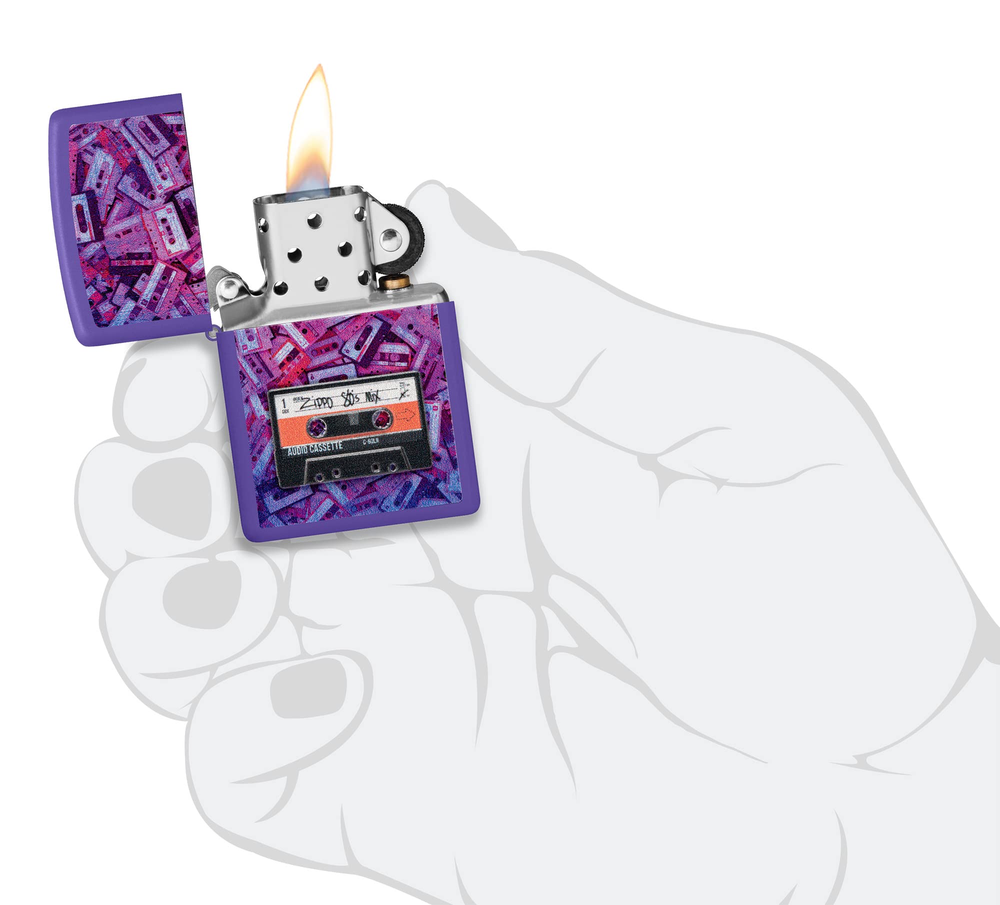 ZIPPO カセットテープデザイン Zippo Neon Cassette Design Frequency Windproof Lighter