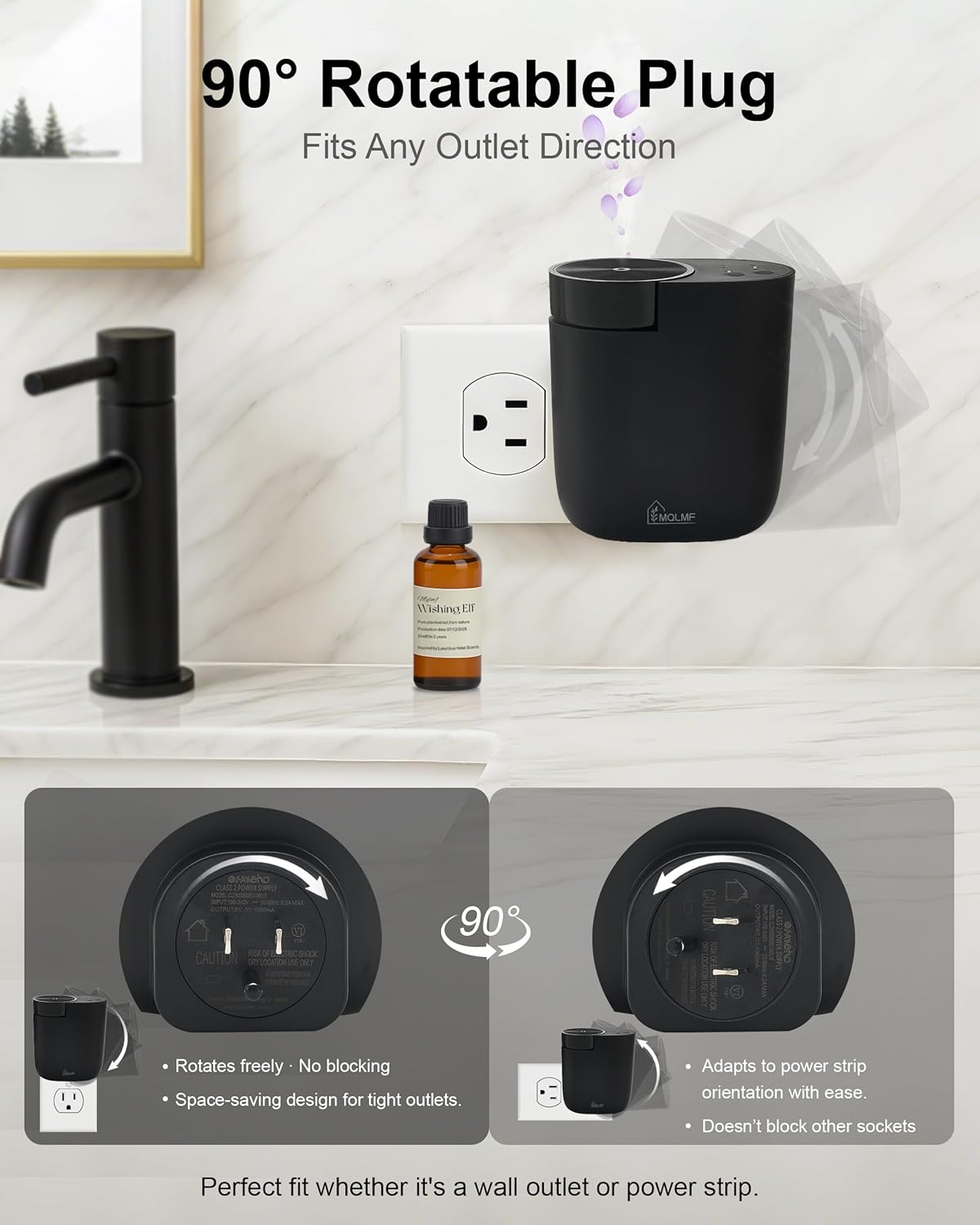 Plug in Diffuser - 800 Sq Ft,No Wobble Design,Secure Wall Fit,Timer Control&Scent Intensity Button,Bluetooth APP,Waterless Scent Diffusers Home,Essential Oil Plug in Wall Diffuser – Black - Image 4