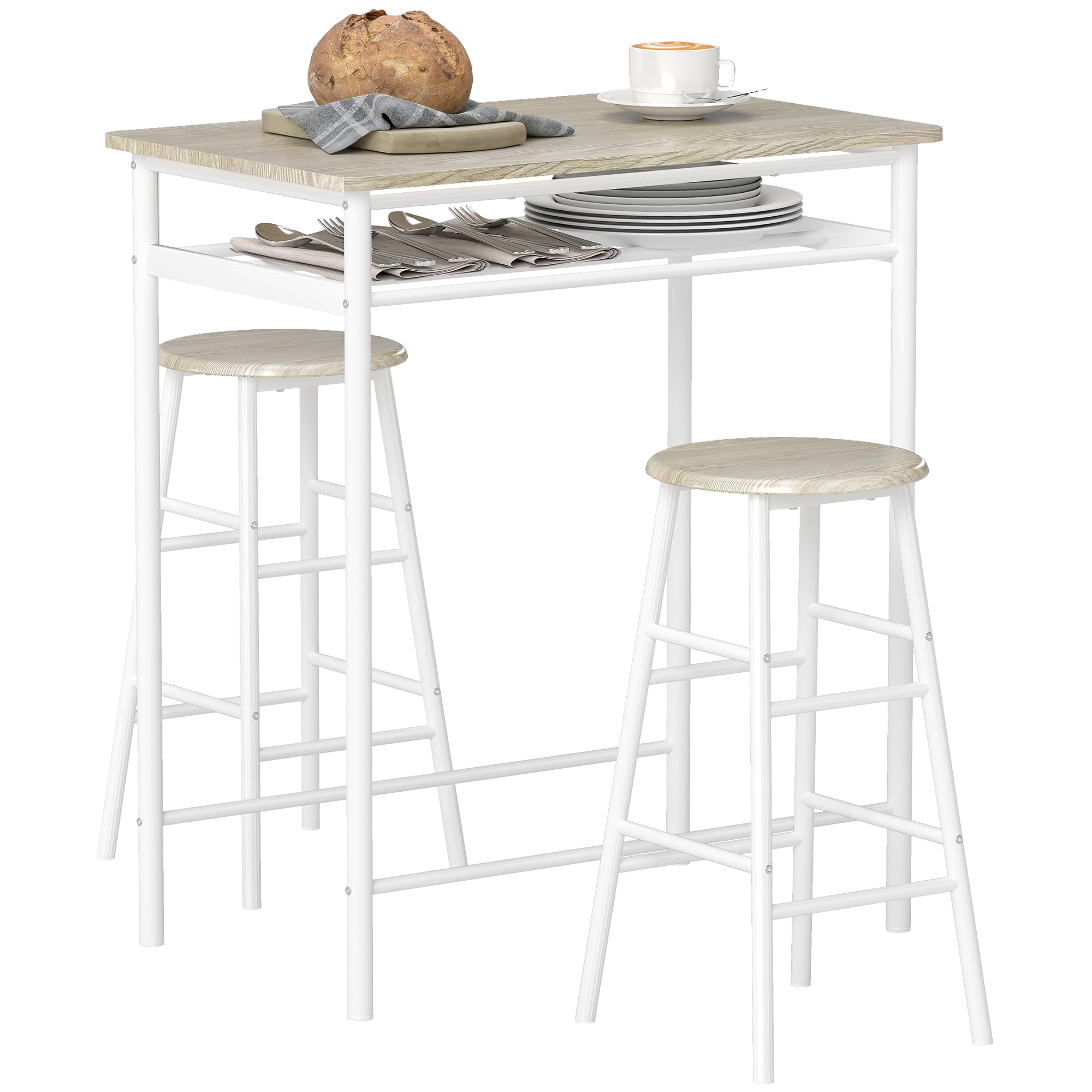 Stile Nordico Sgabelli Design Nordico HOMCOM Set Sgabelli da Bar Stile Nordico c