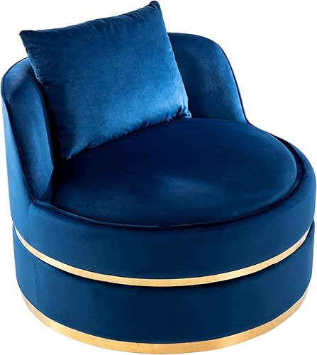 Miniatura 16 de Harper & Bright Designs Silla giratoria de 360 grados, moderna silla tapizada de terciopelo, silla suave con cojín de asiento para sala de estar,