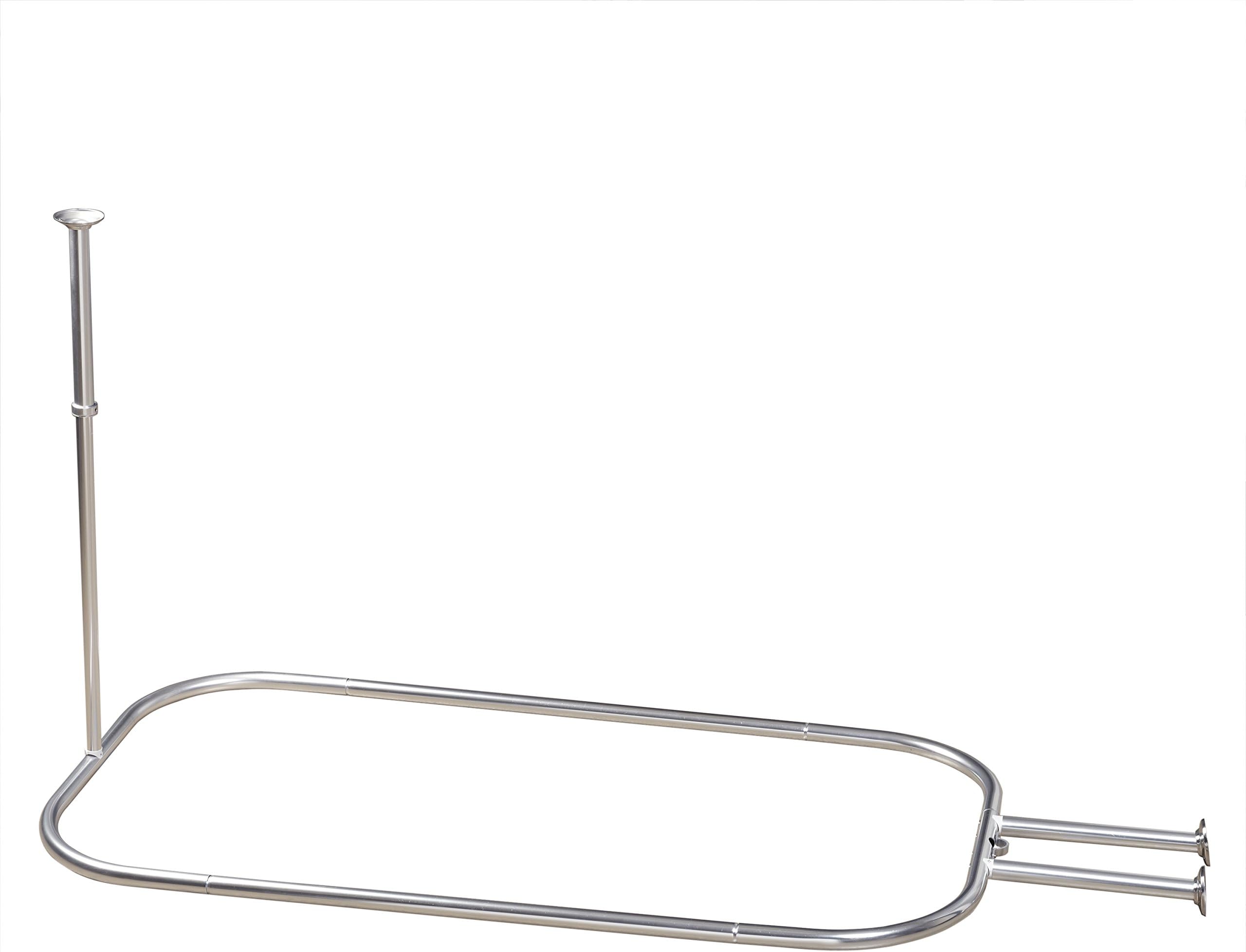 Zenna HomeNeverRust Aluminum Hoop Shower Curtain Rod for Claw Foot Tubs silver 34941SS