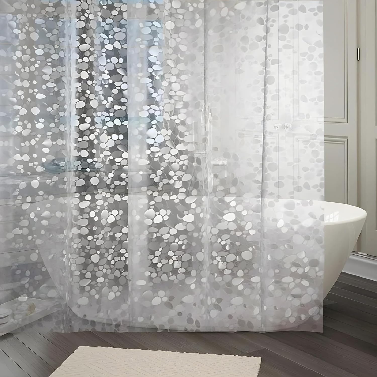 Kuber Industries 4 Pack Shower Curtains (6ft) | Bathroom Curtains | Bath Curtains | Bath Curtains | Waterproof PVC Bathroom Curtain | Bathroom Window Curtain | Stone Print |