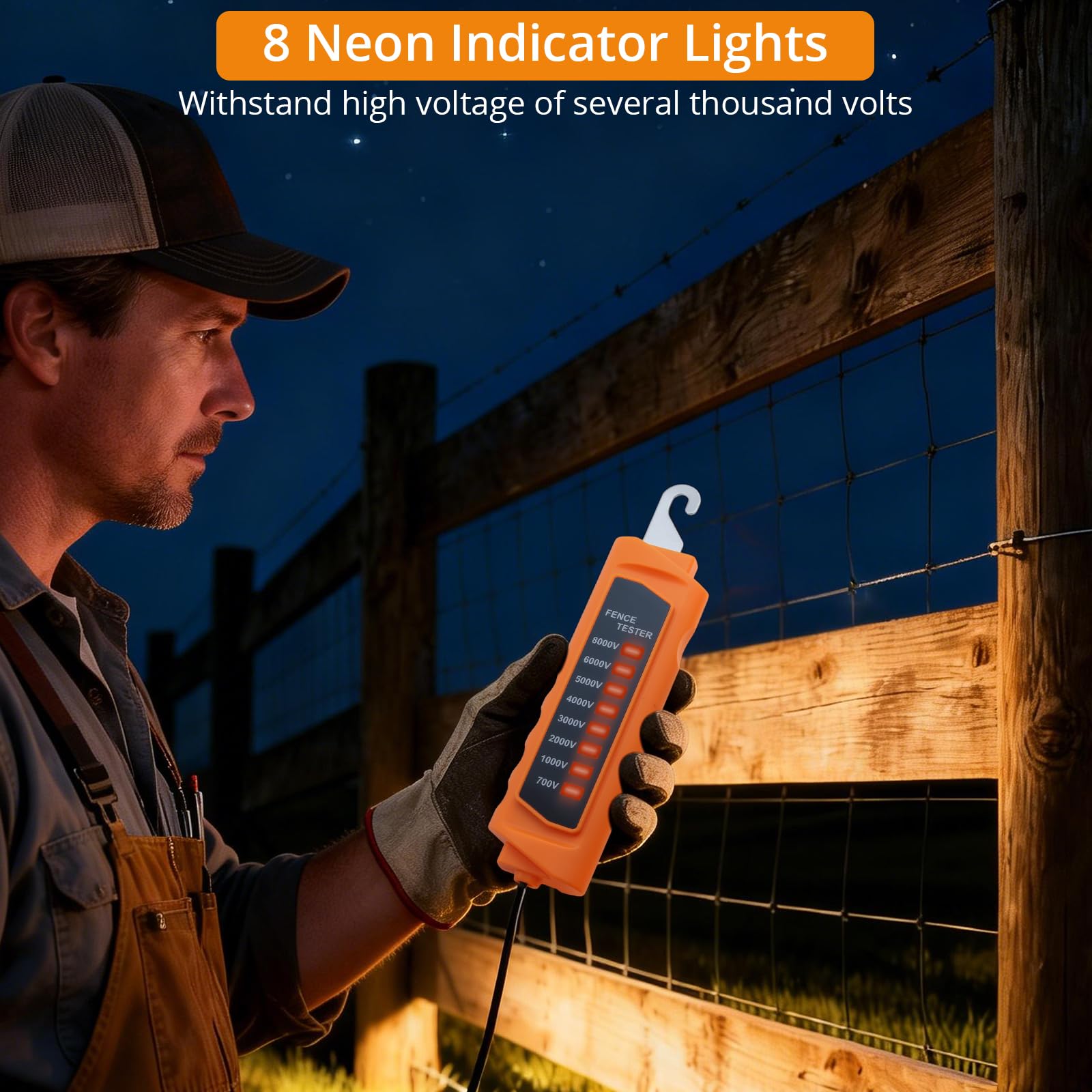 Neoteck 700-8000V Electric Fence Voltage Tester with 8 Neon Indicator Light — Amazon image 5