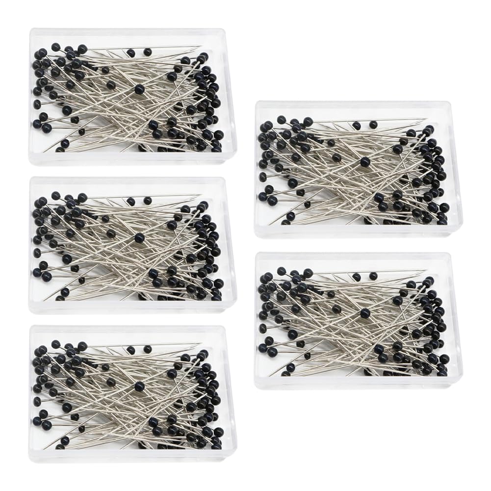 Lot De 500 Épingles à Coudre Droites Tête Sphérique En Verre 38 Mm - Grande Tête Colorée - Idéales Couture, Patchwork & Quilting Avec 5 Boîtes Pratiques