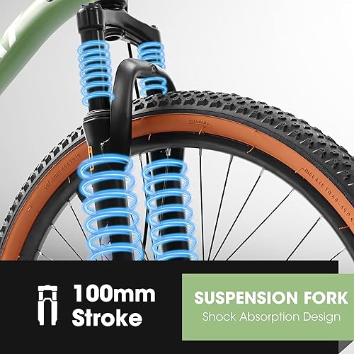 Miniatura 31 de 24/26/27.5 Inch Wheel Mountain Bike, 21 Speed MTB Bike with Full/Front Suspension, Steel Frame and Dual Disc Brakes, Adult Mens Outdoor Cycling